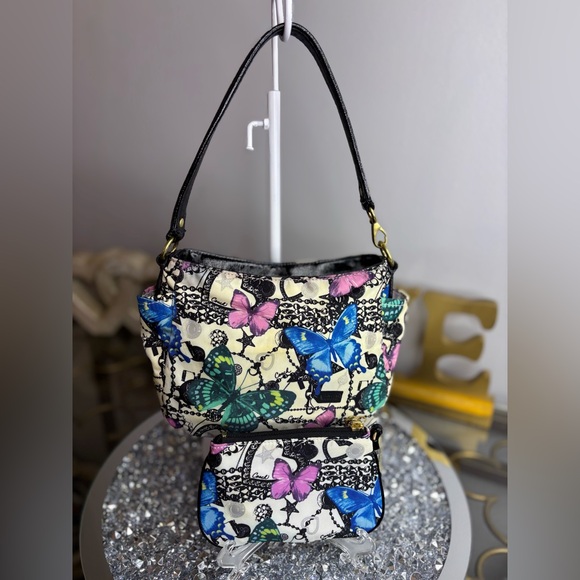 Coach 2008 Limited Edition "Carly" Butterfly Print bag W/matching wristlet EUC - Picture 4 of 15